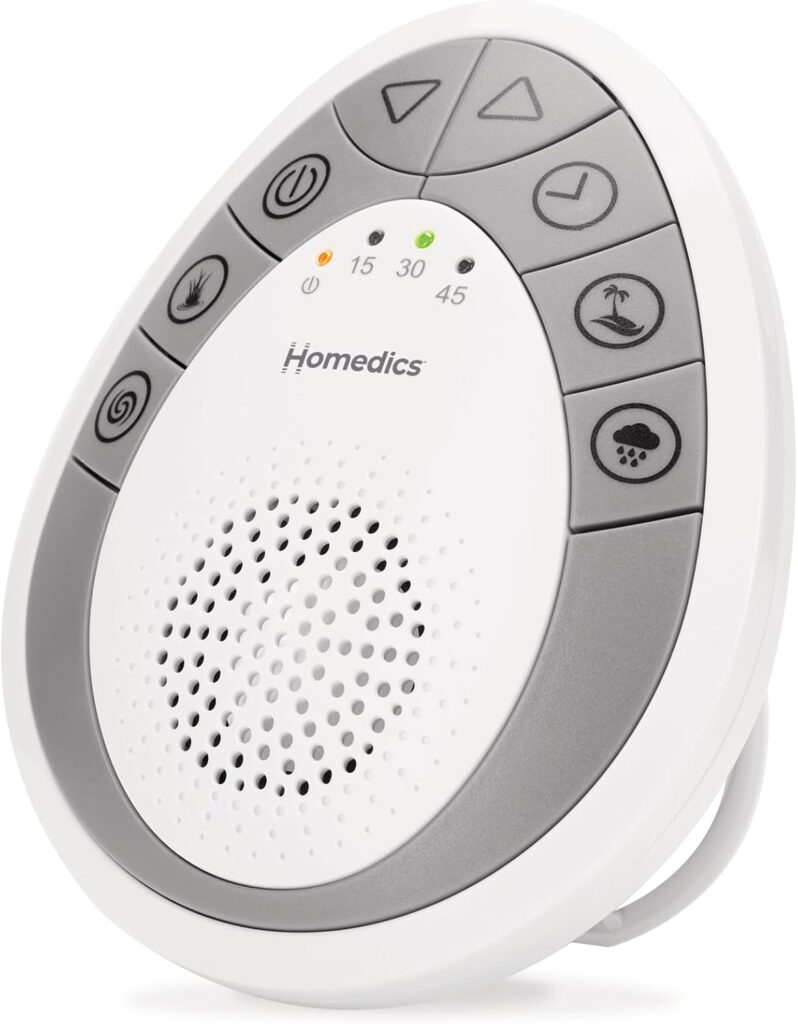 Homedics Rejuvenate Traveler White Noise Sound Machine, Portable Sound Machine with 4 Relaxing Sounds for Travel, Home, Nursery and Office, Auto Off Timer