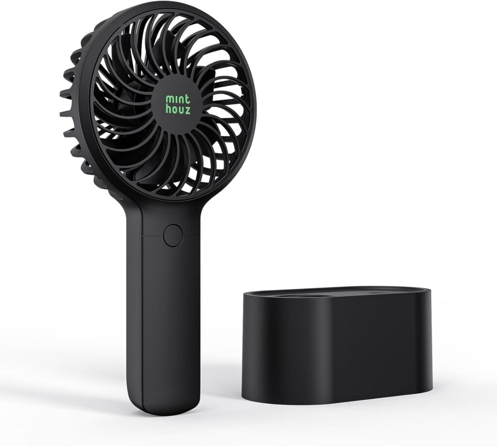 Minthouz Portable Mini Desk Fan, 90 Automatic Rotating, USB Rechargeable, 3 Speeds – Office/Home/Outdoor/Travel