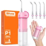 Bitvae P1 Water Flosser for Teeth, Portable Mini Water Flosser, Cordless Water Teeth Cleaner Picks with Telescopic Water Tank, Type-C Rechargeable Oral Irrigator for Travel & Home (Pink)