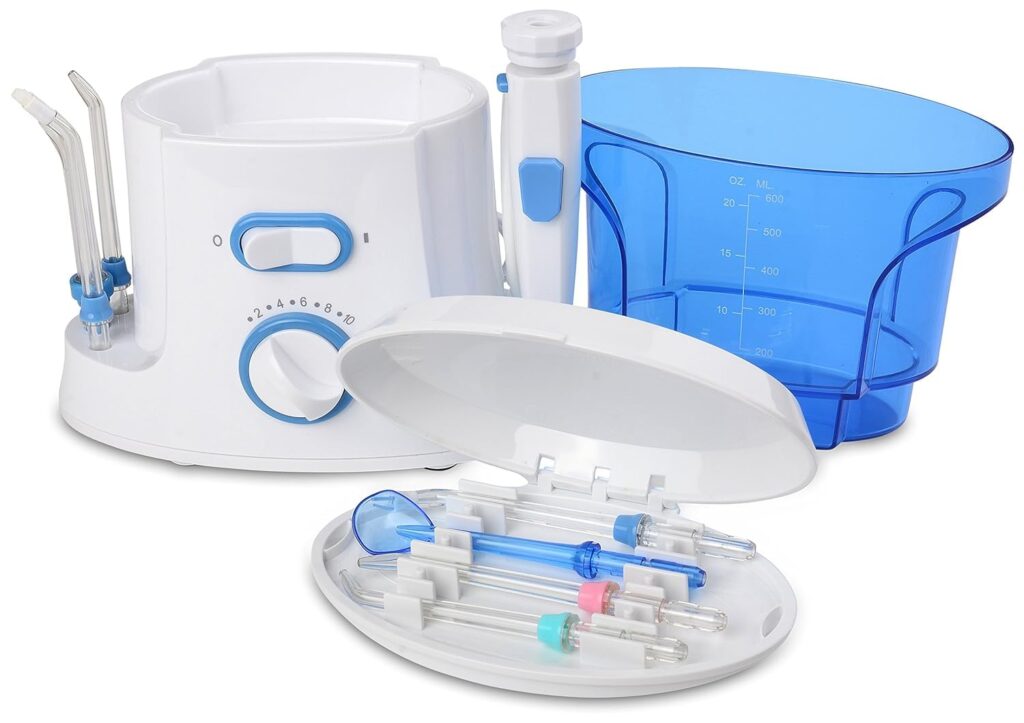 Elevon Water Flosser for Teeth/Braces, 600 ml Large Capacity, 10 Adjustable Pressures Oral Irrigator, Electric Dental Pick for Orthodontic, Braces, Sensitive Gums, 4 Jet Tips for Multiple Use