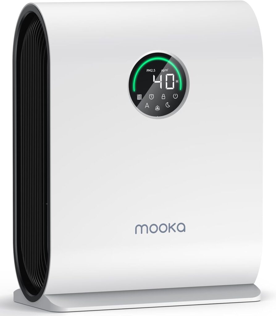 Air Purifiers for Home Large Room Up to 2500 ft² with PM 2.5 Display Air Quality Sensors, MOOKA H13 HEPA Air Purifier With Auto Mode for Pets Dust Odor Smoke, Timer, 15dB Sleep Mode for Bedroom, KJ217