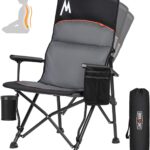 Overmont Back Support Camping Chair for Adults – Oversized with Adjustable High Backrest – Heavy Duty Folding Chair Supports 450 LBS – Cup Holder & Side Pocket – Perfect for Outdoor, Lawn, Beach Use