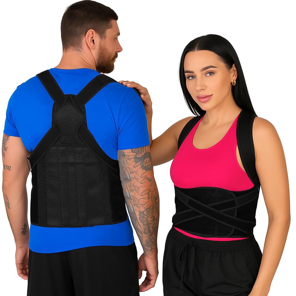 Back Brace Posture Corrector for Women and Men, Shoulder Straightener, Adjustable Full Back Support, Upper and Lower Back Pain Relief – Scoliosis, Hunchback, Hump, Thoracic, Spine Corrector (Medium 34-41.9″)