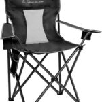 Collapsible Folding Camping Chairs Heavy Duty Lawn Foldable Chair with Cooler Bag, Storage Pocket, Waterproof Bag Outdoor Arm Sport Chair, Supports 325LBS, Black