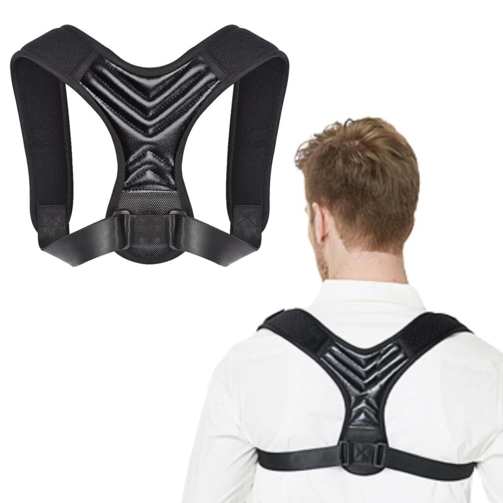 Posture Corrector, Back Brace for Women and Men, Adjustable Back Support, Shoulder Straightener for Improving Hunchback, Providing Pain Relief from Neck, Shoulder, and Upper Back-Black