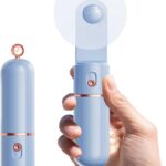Portable Handheld Fan, USB Rechargeable 3 Speed Personal Small Pocket Fan Travel for Girl Women Outdoor (Light Blue)