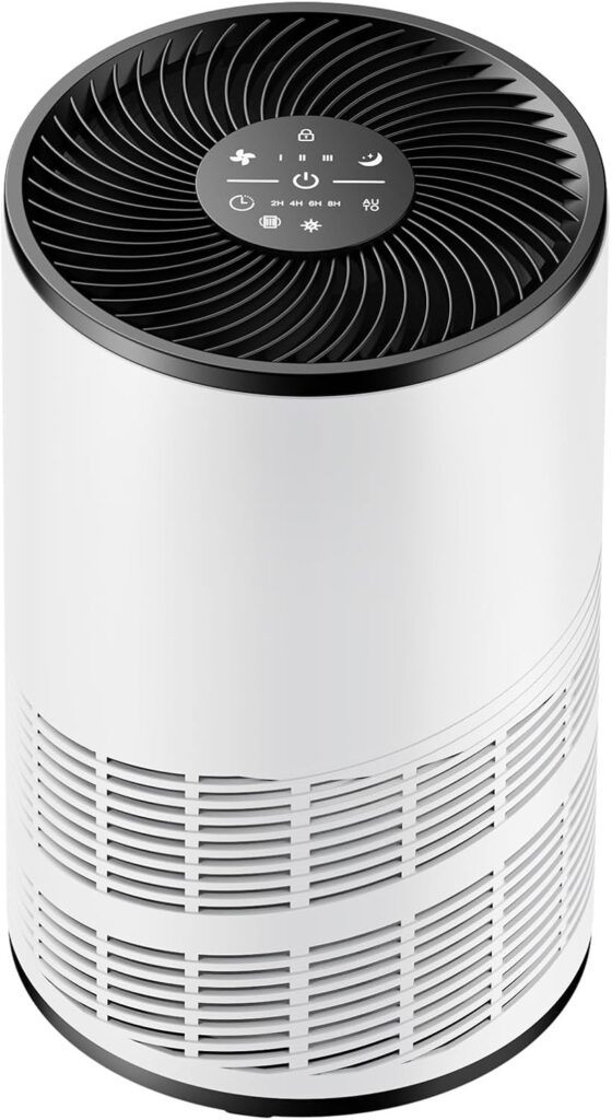 DUMOS Air Purifiers for Home Bedroom with a 3-in-1 HEPA Built-in Filter, Covers up to 1200 ft², True H13 Air Cleaner with Quiet Sleep Mode for Large Room, Removing Odor Smoke Dust Pet Dander White