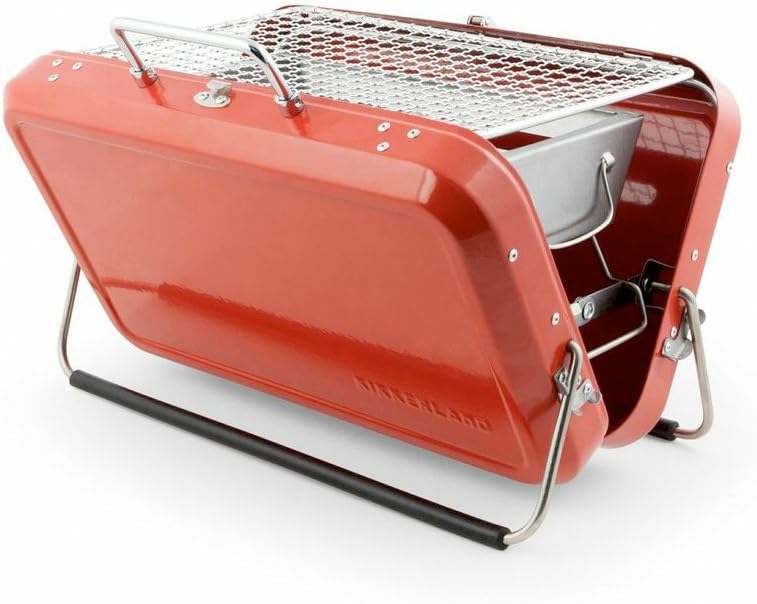 Kikkerland BQ01-RD Portable BBQ Suitcase, Red