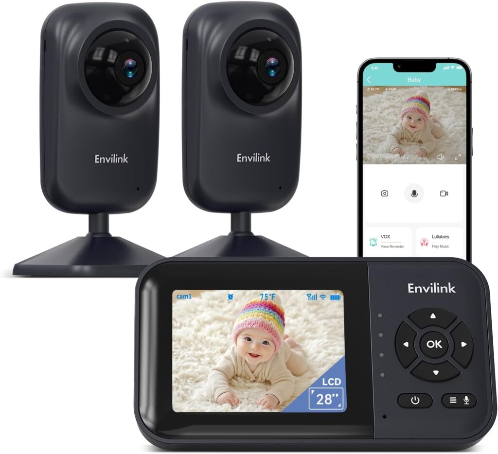 Baby Monitor with Camera and Audio, Video Baby Monitor WiFi Night Vision, 2.8″ LCD Screen Baby Camera VOX Mode Alarm and 1200ft Long Range