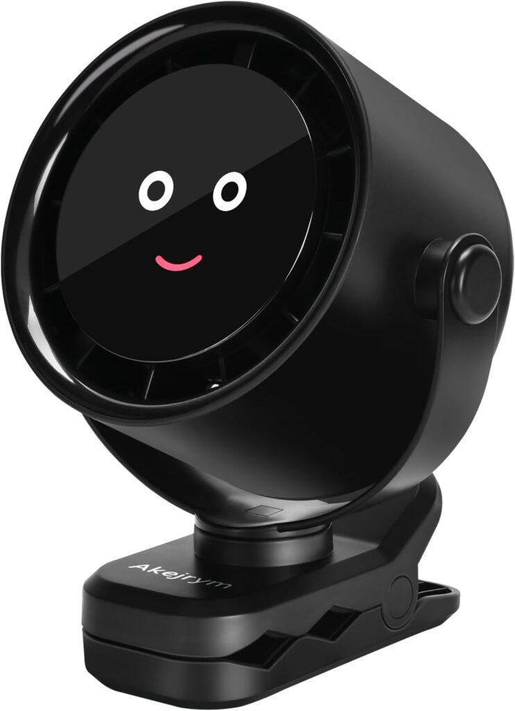 Clip on Fan for Bed, Portable Fan for Travel, 360° Rotate Battery Operated Personal Fan, Air Turbo Tech & Digital display, stroller fan with 5 Speeds, For Home Office Stroller Camping – Black