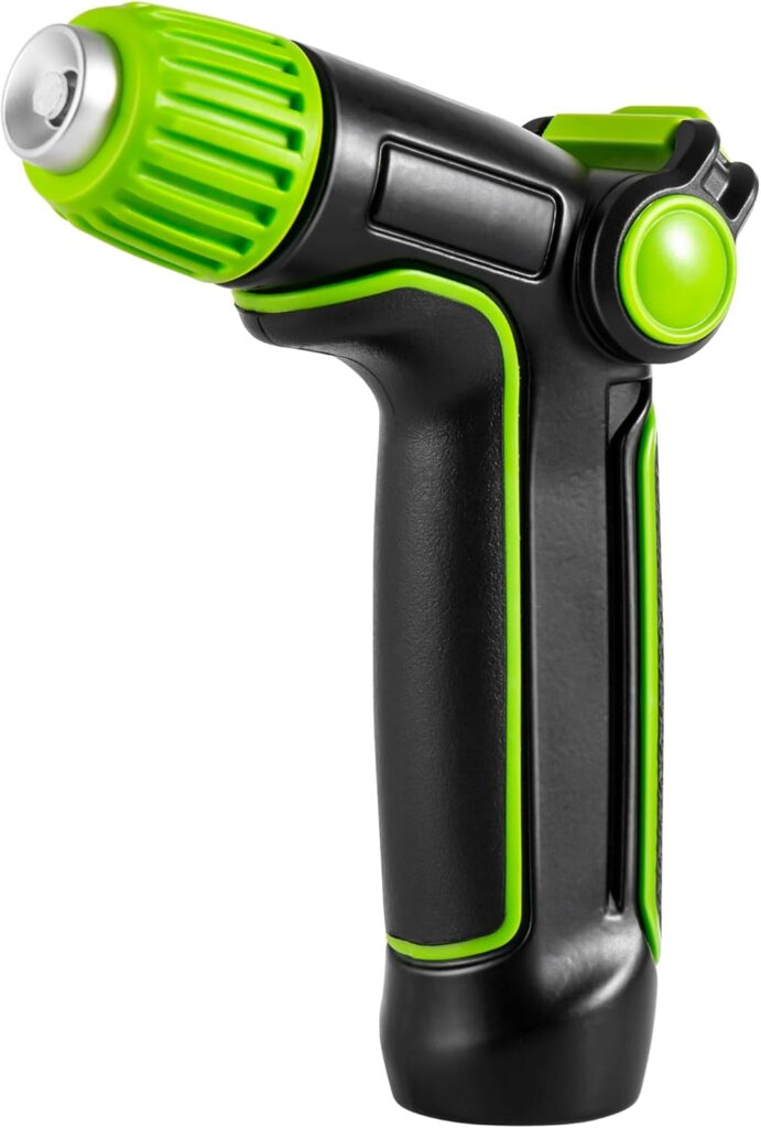 Garden Hose Nozzle with High Pressure, 100% Heavy Duty Metal High Pressure Hose Nozzle with 4 Spray Patterns, Thumb Control On Off Valve for Lawn, Plant Watering, Washing Car,Washing Pet and Home Use