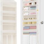 1 PC Over the Door Diaper Organizer with 1 Large Capacity Caddy, 4 Shelf & 10 Mesh Side Pockets, Baby Stuff Hanging Caddy Storage and Newborn Essentials Closet Organizer for Nursery, Bedroom