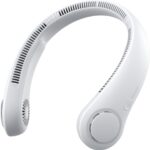 JISULIFE Portable Neck Fan, Hands-Free Bladeless, 5 Speeds, 4000 mAh Battery Operated Wearable Personal Fan, Twistable, Rechargeable, Gift for Women Men-Grey