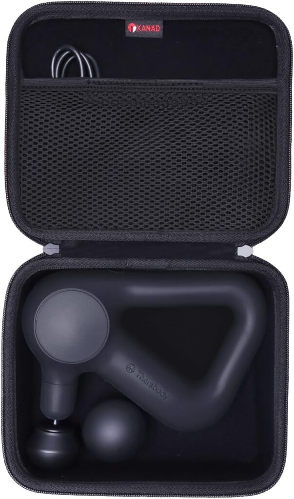 XANAD Massage Gun Case Compatible with TheraGun Relief Handheld Percussion Massage Gun,Massage Neck/Back/Leg/Shoulder,Black-Inside: 8.3″x6.9″x2.4″(Case Only)