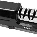 Professional 3-stage Electric Knife Sharpener for Kitchen Knives, with 100% Diamond Abrasive 20° Precision Angle Guide, Quickly Sharpening, Repairing/Restoring/Polish Blades (Black)