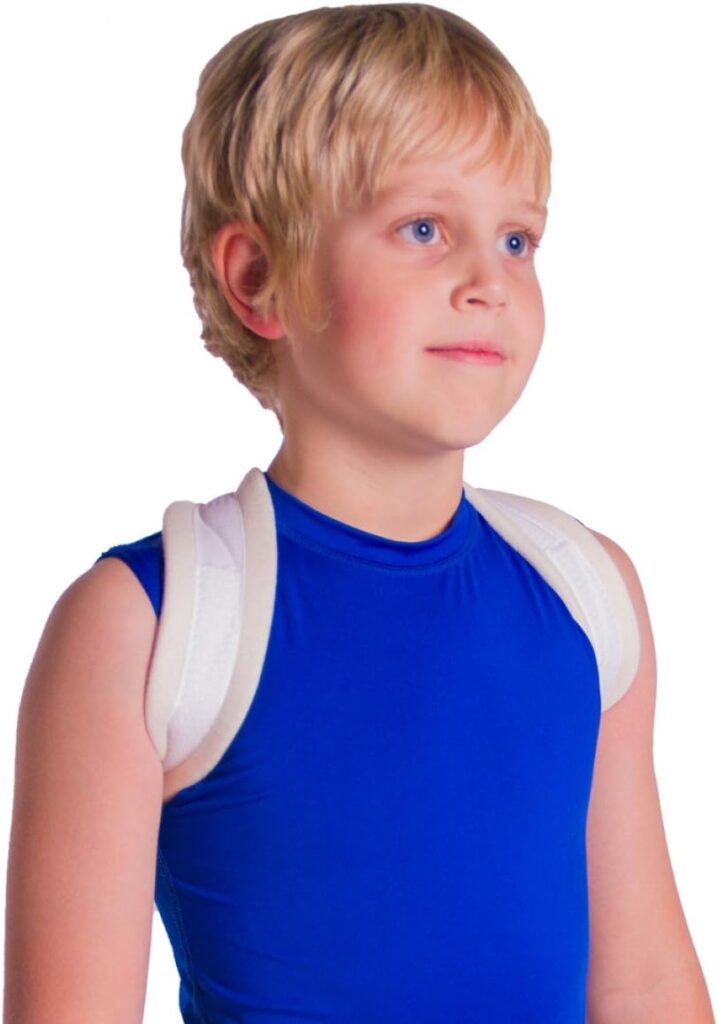 BraceAbility Pediatric Clavicle Support Brace – Figure 8 Upper Back Brace Posture Corrector for Kids, Shoulder Straightener, Kyphosis Relief, Youth Sling for Injuries and Fractures (Extra Small)