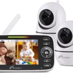 iFamily Split Screen Baby Monitor, Large Display Video Baby Monitor with 2 Cameras and Audio, Long Range, Remote pan tilt, Night Vision, Temperature Sensor, 2 Way Talk, Feeding Clock and lullabies.
