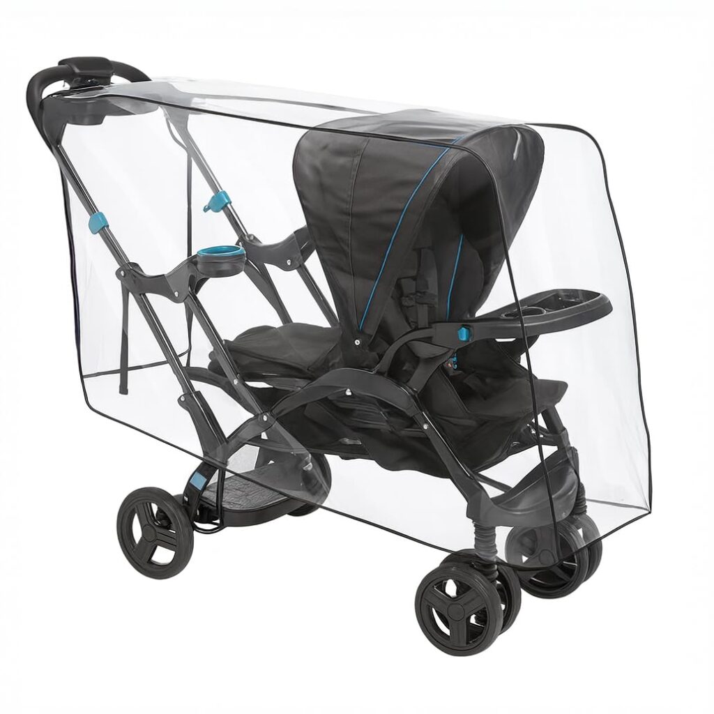 SASHA’S Rain and Wind Cover for Both Baby Trend Sit N Stand Ultra Stroller & Baby Trend Sit N Stand Double Stroller,Clear with Ventilation (Stroller not Included) Made in USA