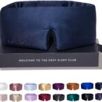 DROWSY Silk Sleep Mask – Face-Hugging, Padded Cocoon for Luxury Sleep in Total Darkness – 100% Pure Mulberry Silk, Skin-Hydrating & Adjustable (Midnight Blue)