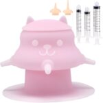 Puppy Milk Feeder for Multiple Nipples, Nipples Puppy Nursing Station with 4 Teats Soft Silicone Feeding Bottles for Puppies Kittens (Pink)
