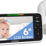 HelloBaby 6”IPS Large Screen, Video Baby Monitor with Upgraded 4000mAh Battery, 2-Way Talk, Night Vision, Pan-Tilt-Zoom, No WiFi, ECO Mode