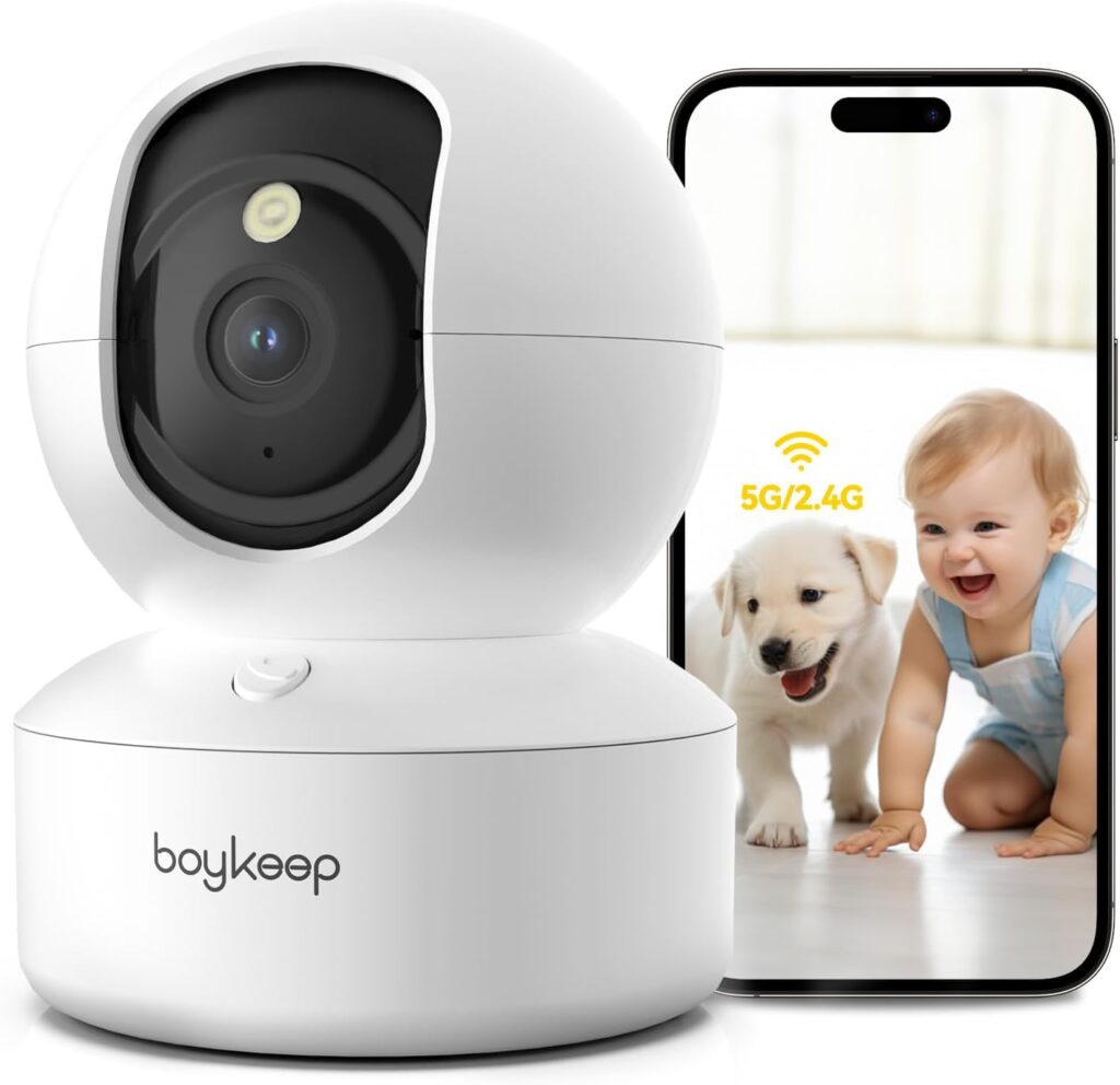 BoyKeep Indoor Camera – 2K Pet Camera, 5G/2.4GHz WiFi Cam for Baby Monitor with Phone App, 360° Pan & Tilt, 2-Way Audio, Color Night Vision, New for 2025 with 12s Free Cloud Storage