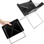 YSSOA 12′ Portable Charcoal Barbecue Grill – Folding Detachable Collapsible Mini Tabletop Camping BBQ, Black