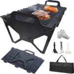 Slot Grill – Collapsible BBQ Grill For Easy Storage Steel, Stainless Steel Slot Grill Collapsible BBQ Grill, Portable Fire Pit For Camping, Travel, Party, Outdoor Cooking(15.7 * 3.9 * 8.6 in)