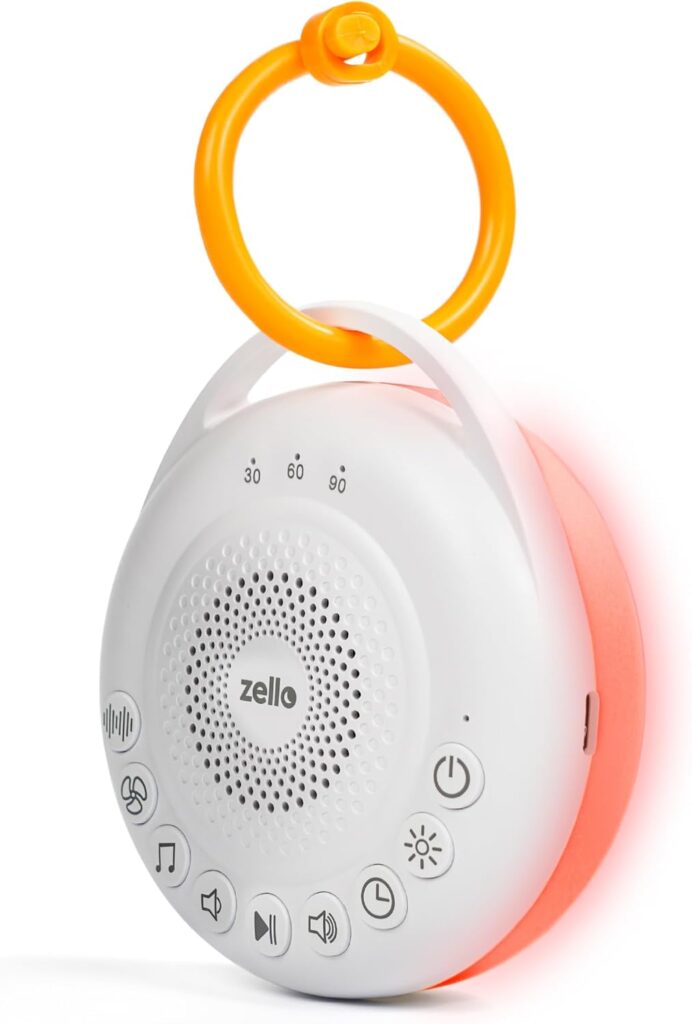 Zello | Portable Pro White Noise Machine | 30 Sounds | Red Light Sleep Aid | 3 Night Light Levels | Sleep Timer | 20 Hours Battery Life | USB Rechargeable | Baby Sleep Aid | Sleep Sound Machine