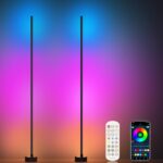 Corner Floor Lamp, 2 Pack LED Corner Lamp with App/Remote/Button Control, Smart RGB Floor Lamp with 16 Million DIY Colors & 68+ Scene, Music Sync for Living Room, Bedroom, Gaming Room