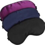 Silk-Sleep-Mask Eye-Mask Eye-Cover Eyeshade – 100% Silk Soft Adjustable Strip(Black+Dark Blue+Purple)