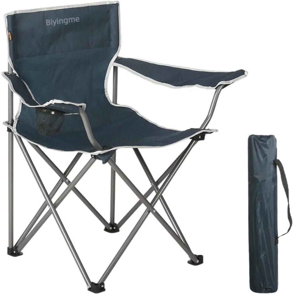 Folding Director’s Chair with Cup Holder, Heavy Duty Camping Chair for Adults, Portable Outdoor Lawn Chair, Navy Blue or Deep Teal