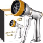 FANHAO Garden Hose Nozzle Heavy Duty, 100% Metal Spray Nozzle High Pressure Water Hose Nozzle with 7 Patterns for Watering Garden, Washing Cars and Showering Pets