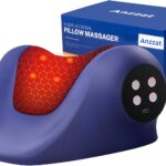 Anzzat Portable Neck Massager with Heat, Neck Stretcher for Pain Relief,3 Adjustable Modes Cordless Neck Massager Pillow Cervical Traction Device for Relieve Muscle Tension(Blue)