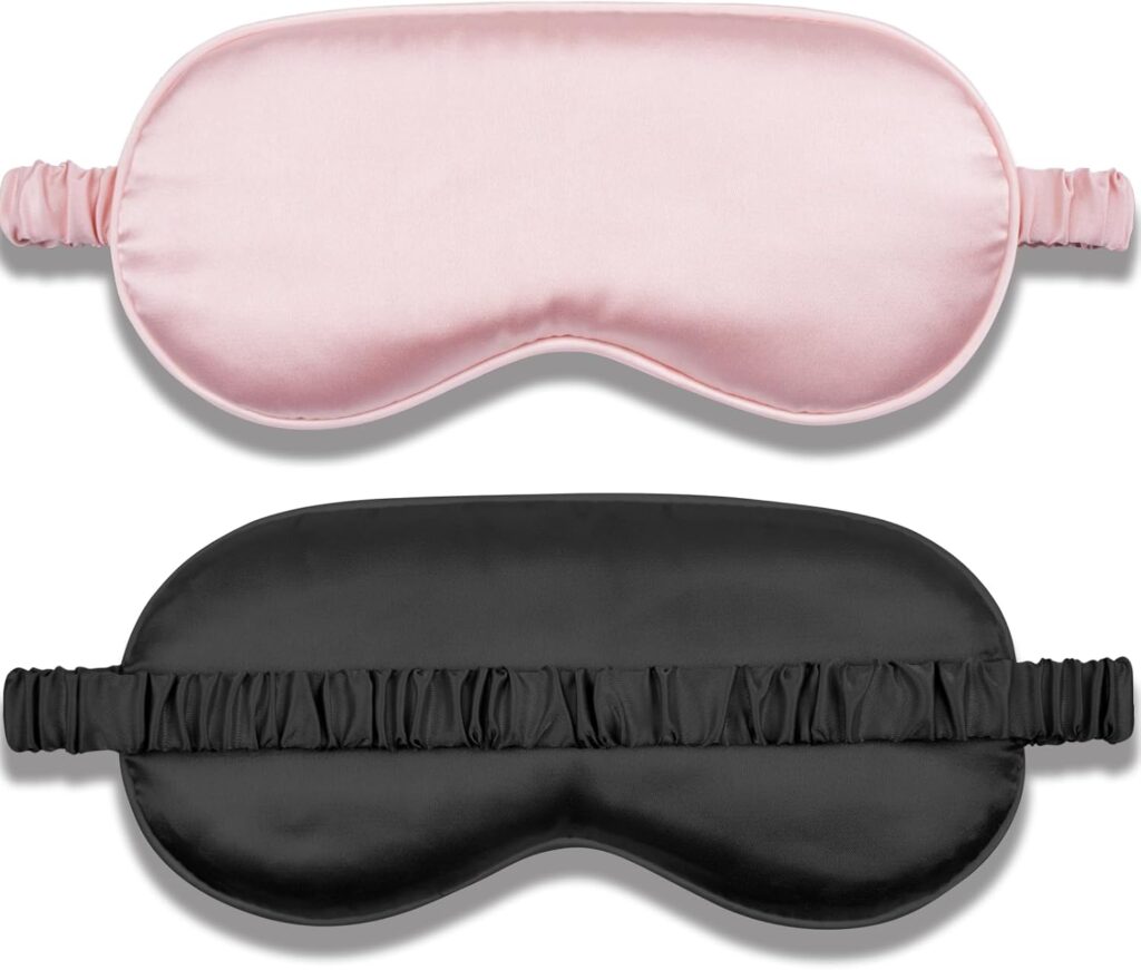 Sleep Mask 2 Pack, Soft Blackout Eye Mask for Women Men, Eye Sleep Shade Cover for Back and Side Sleeper, Sleeping Mask Night Blindfold for Night Sleep, Travel, Nap (Pink, Black)