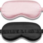 Sleep Mask 2 Pack, Soft Blackout Eye Mask for Women Men, Eye Sleep Shade Cover for Back and Side Sleeper, Sleeping Mask Night Blindfold for Night Sleep, Travel, Nap (Pink, Black)