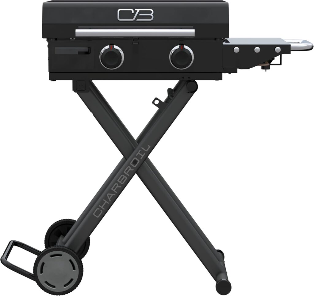 Charbroil® 22″ Performance Series™ Folding Cart 2-Burner Portable Propane Gas Griddle, Black – 463711223