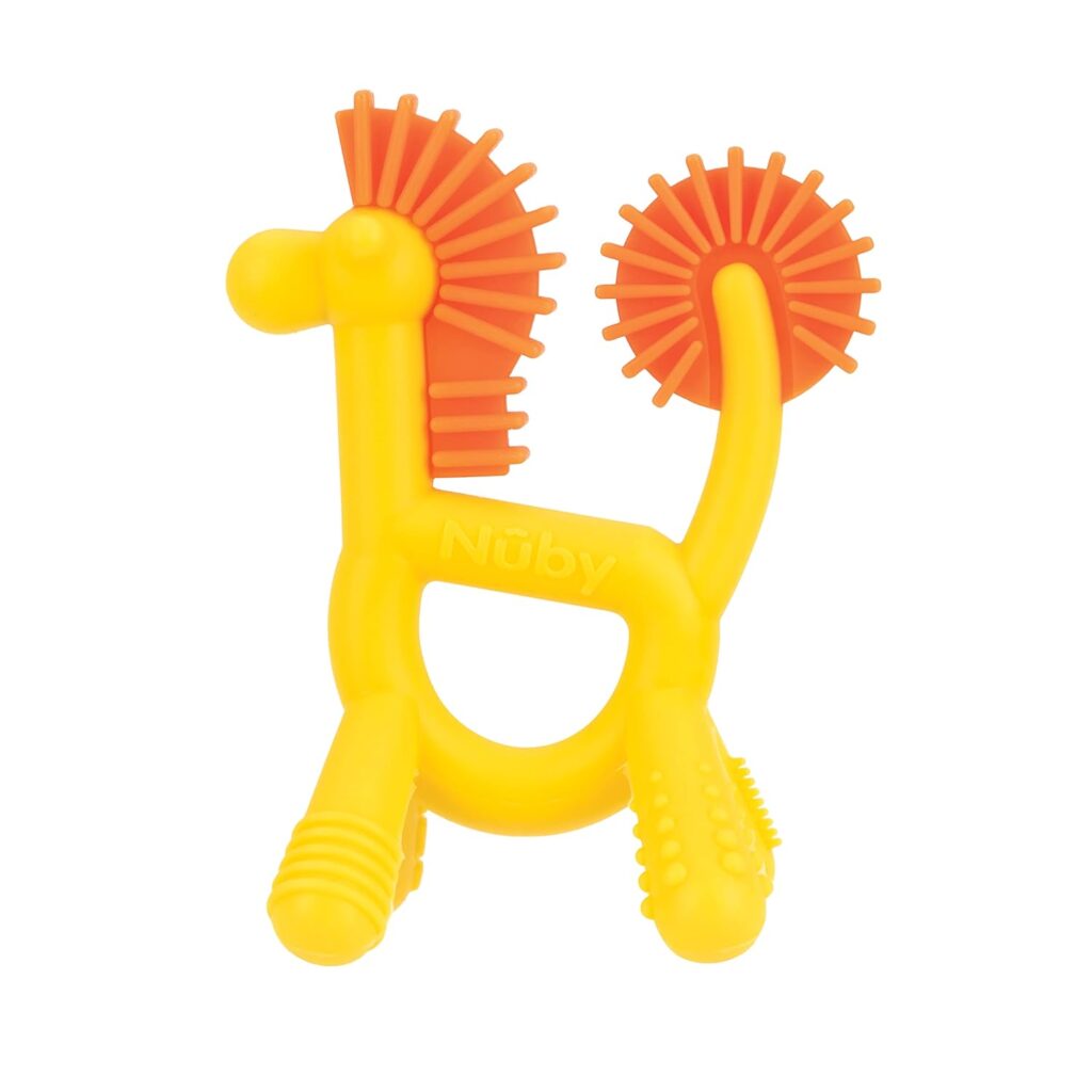 Nuby Silicone Geo Zoos Teether – Giraffe Teething Toy for Babies 3+ Months – Soothes and Massages Sore Gums