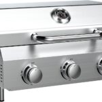 Bestfire 3-Burner Tabletop Gas Grill, 30,000 BTU Portable Propane Grill with Heavy-Duty Thickened Grates & Stainless Steel Knobs, Compact Design&Detachable Legs for Camping, RV, Backyard BBQ