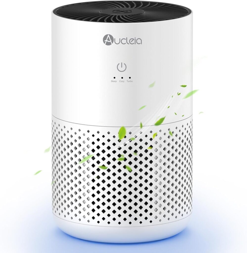 Air Purifiers for Bedroom up to 588 Ft², 20dB Bedroom Air Purifier for Small Room Removes Dust Pets Hair Smoke Odor with Aromatherapy Function(White)