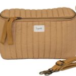 3 Sprouts Universal Quilted Stroller Organizer with Cup Holder and Zip Top – Durable Stroller Caddy Accessory with Storage – Shoulder Strap Converts Organizer to Small Diaper Bag, Mustard