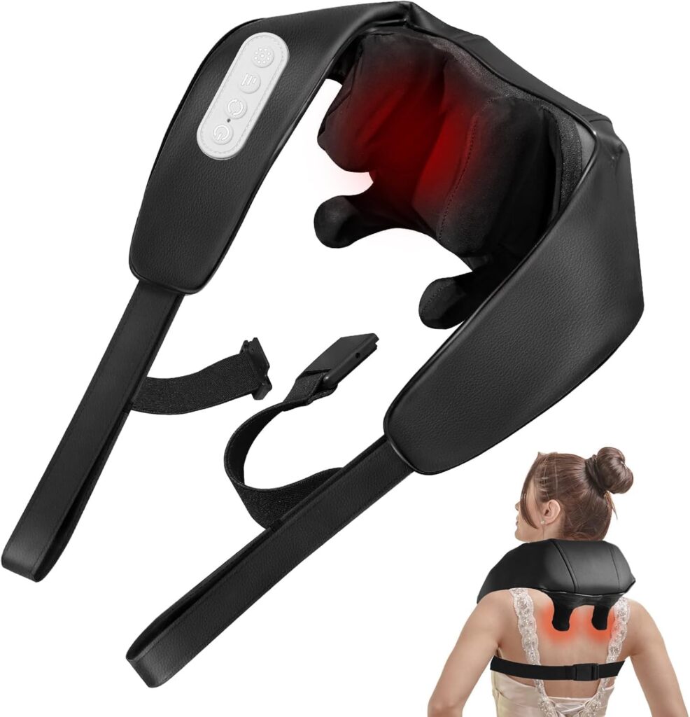 Neck and Shoulder Massager Deep Tissue, Cordless Kneading with 6 Massage Nodes, Shiatsu Neck Back Shoulder Massager with Heat for Traps, Back & Leg, Gifts for Men Women, Home Use