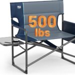 Timber Ridge XXL Director’s Chair – Heavy Duty Folding Chair with Side Table, 500 lb Capacity, Extra Wide Padded Seat for Camping, Sports, Beach, Patio, and Outdoor Use, Blue
