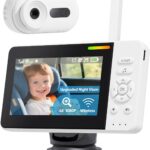 Wireless Baby Car Camera with Upgraded Auto Night Vision, 1080P HD Car Baby Monitor with 360° Adjustable, Easy Install Rear Facing Carseat Mirror, Newborns Travel Essentials Gifts – White