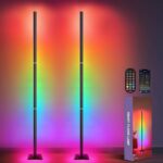 Corner Floor Lamp, LED Floor Light with Smart App/Remote/Button Control, 16 Million Colors, 68+ Scene Ambience Light, Music Sync LED for Bedroom, Living, Gaming Room (2 Pack Black)