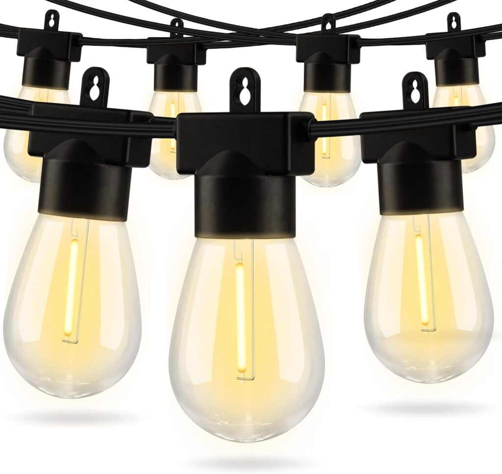 Aialun 96FT(48FTx2) LED Outdoor String Lights Outside Patio Yard Lighting Waterproof Hanging Warm Glow 2200K Shatterproof Edison Bulbs Exterior,Heavy-Duty Strand Decorative Café Porch Bistro Garden