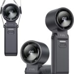 3-in-1 Portable Handheld Turbo Fan-100 Speeds, 13500 RPM, 12Hrs Cooling, Digital Display, 120° Rotation, USB Rechargeable Mini Hand Held Personal Fan for Travel, Makeup, Outdoor, Indoor (Black)