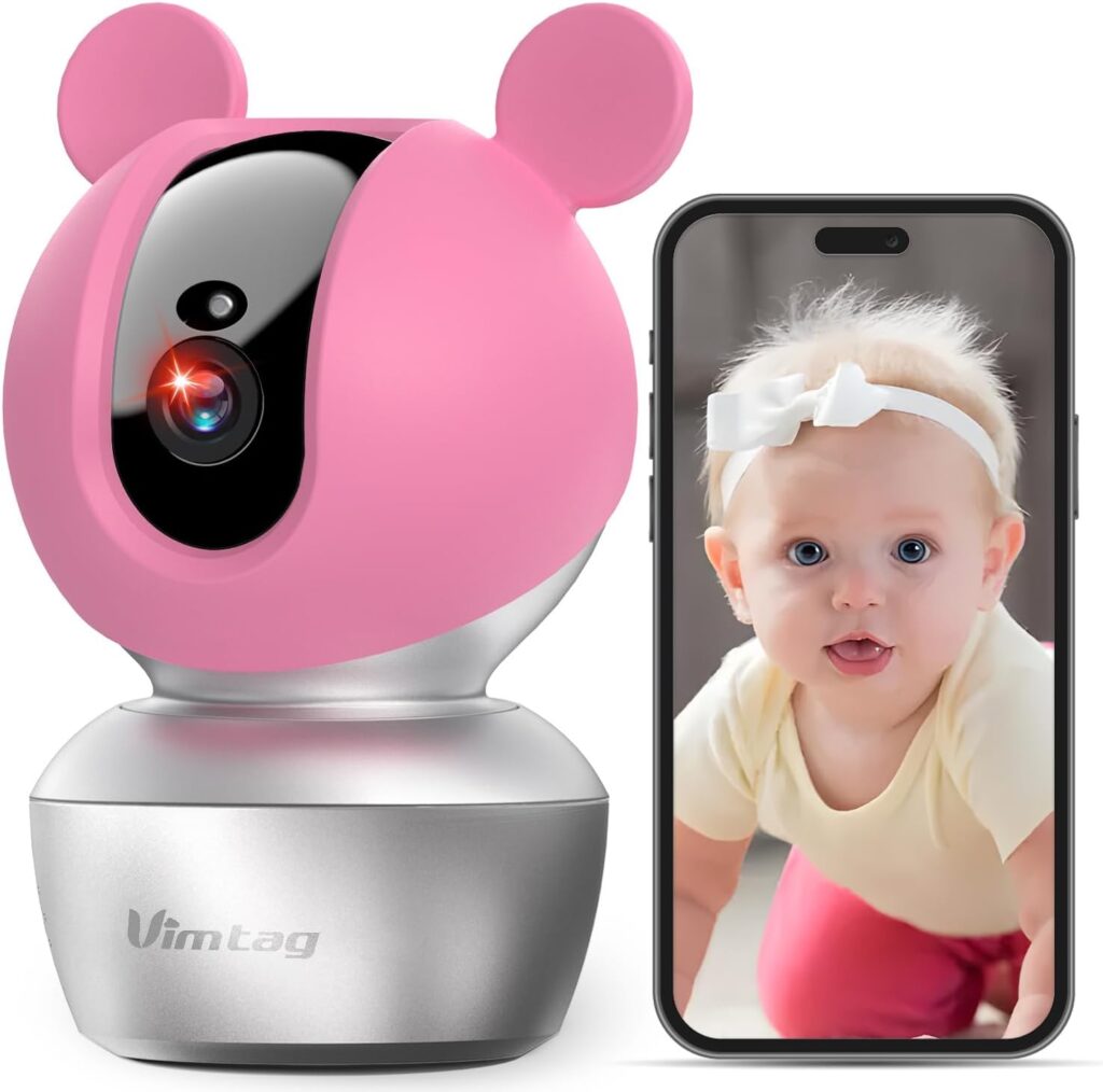 VIMTAG Baby Camera, 3.5K/6MP 360° Pan/Tilt Indoor 2.4G WiFi Camera for Pet/Dog/Home Security with Phone App/2-Way Audio/Night Vision, Human/Sound/Motion Detection, Support Alexa/Up to 512G TF Card