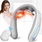 Electric Pulse Neck Massager with Heat for Pain Relief 10 Modes 15 Intensities Therapy Deep Tissue Trigger Point Intelligent Massager Cordless Gifts for Men Women