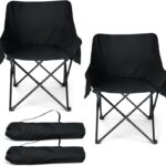 HaSteeL Camping Chair for Adults, Compact Folding Portable Chairs Set with Side Pockets for Outdoors Fishing, Hiking, Backpacking, Picnic, Beach, Travel, Supports to 250lbs, & Storage Bags (Black)